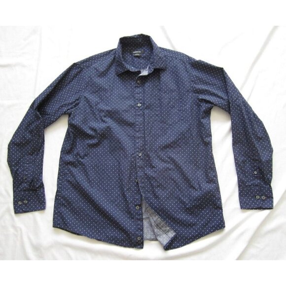 Men's Claiborne Polka Dot Button Up Cotton Long Sleeve Shirt Sz L (MT166) - Picture 1 of 7